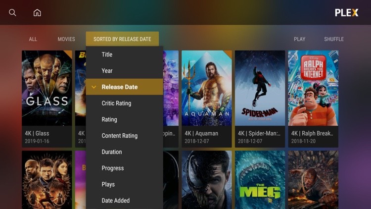 Plex Movies by Release Date on Shield TV