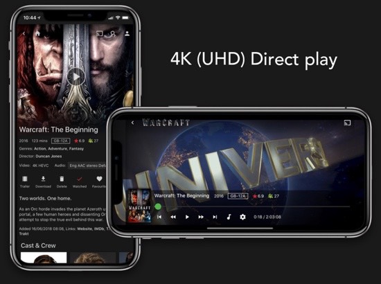 Emby 4K direct plays on iPhone X