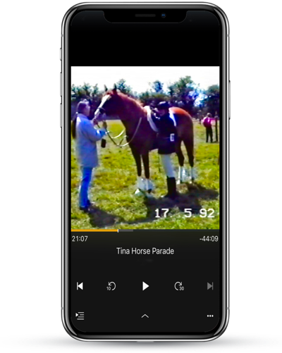 Enjoying an old horse show home video on an iPhone