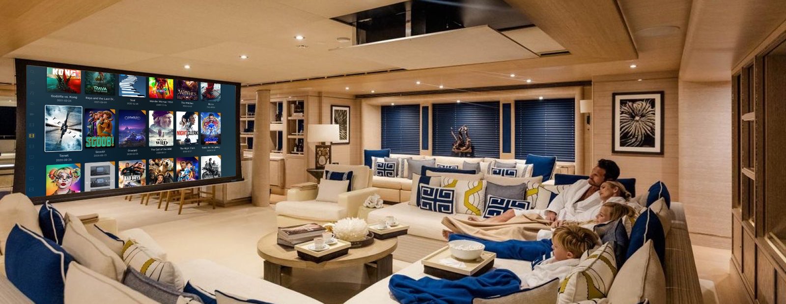 A sophisticated onboard media centre for your yacht cinema room